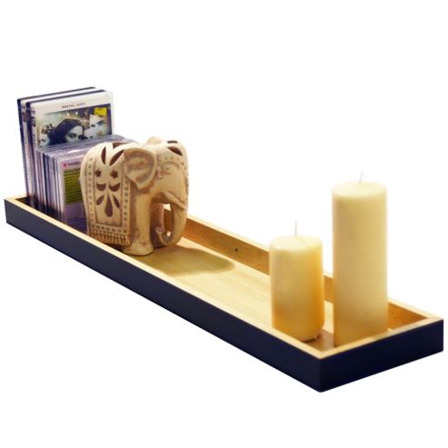 Image of Koldings - Wall Mounted Floating Tray Storage Shelf - Black / Beech