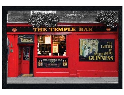 Image of Dublin Black Wooden Framed The Temple Bar Poster