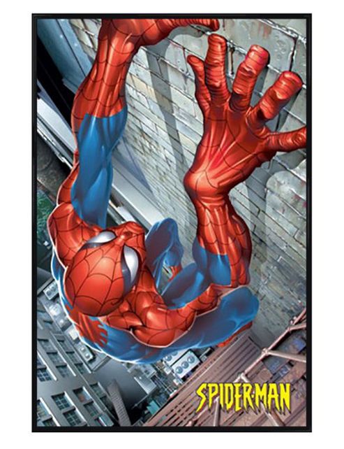 Image of Marvel Comics Spider-man Gloss Black Framed Spider-man Climbing Poster