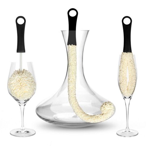 Image of Bar Amigos Set Of 3 Decanter Glassware Cleaning Brushes Set