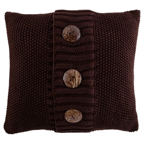 Image of Button Knit Cushion Brown