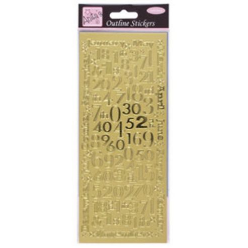 Image of Outline Stickers Months And Numbers Gold