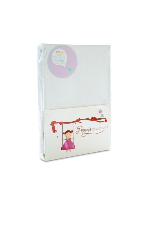 Image of Poppy's Playground Twin Pack Cot Bed Fitted Sheets 100% Jersey Cotton - White