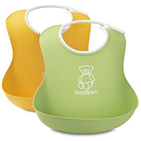 Image of Babybjorn Soft Bib 2 Pack (green/yellow)