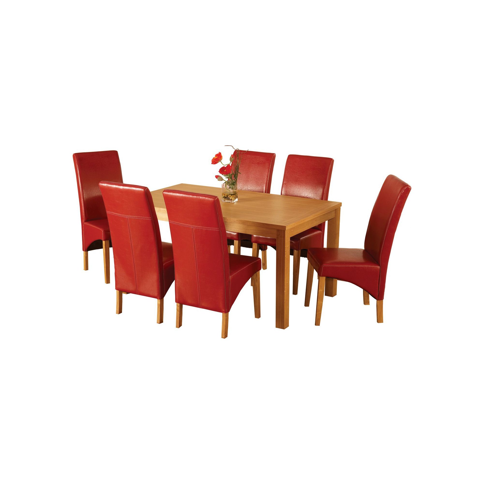 Home Essence Lawrence 7 Piece Dining Set with Red Chairs at Tesco Direct