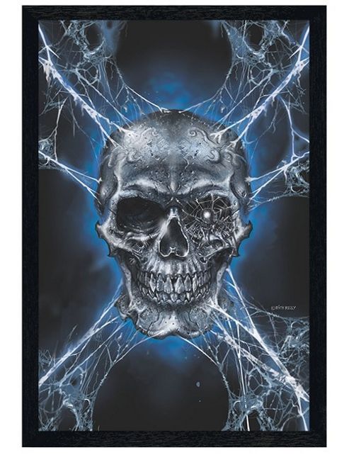 Image of Richard Kelly Black Wooden Framed Spider Skull Poster