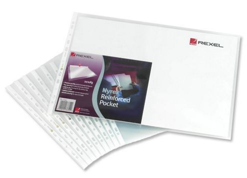 Image of Rexel Nyrex Npr Pocket Multipunched On Short Edge Top-opening A3 Clear Ref 11440 [pack 10]