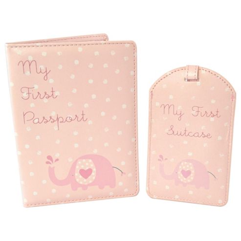 New Baby Girl Passport & Luggage Holder Gift Set New Baby Girl Passport & Luggage Holder Gift Set
