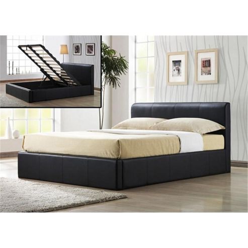 Image of Brown Storage Faux Leather Bed Frame - King Size 5ft