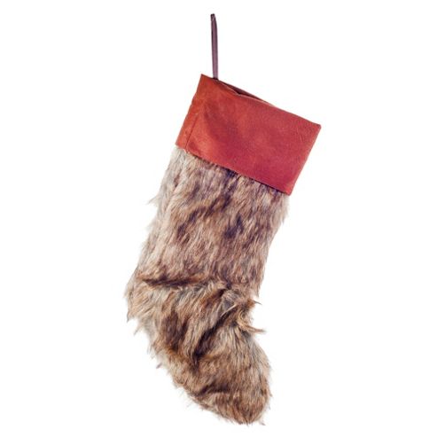 Image of Faux Fur & Felt Christmas Stocking