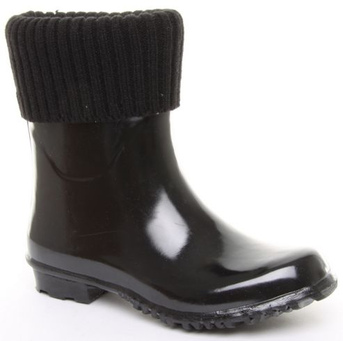 Image of Brantano Ladies Shortie Black Wellington Boots - Black