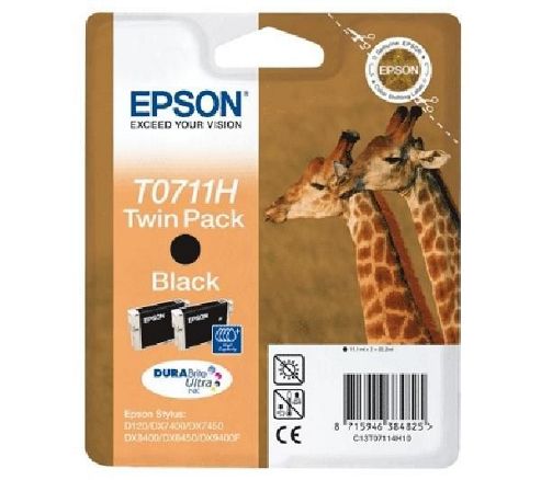 Image of Epson Twinpack Ink Cartridge Black T0711h, Twin Pack T0711h Durabrite Ultra Ink