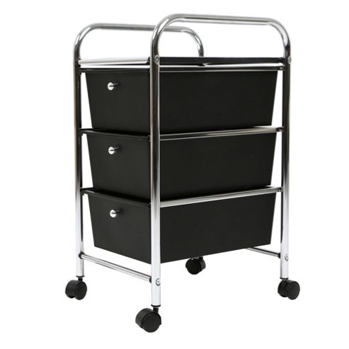 Image of Premier Housewares Three Tier Storage Unit With Plastic Drawers - Black