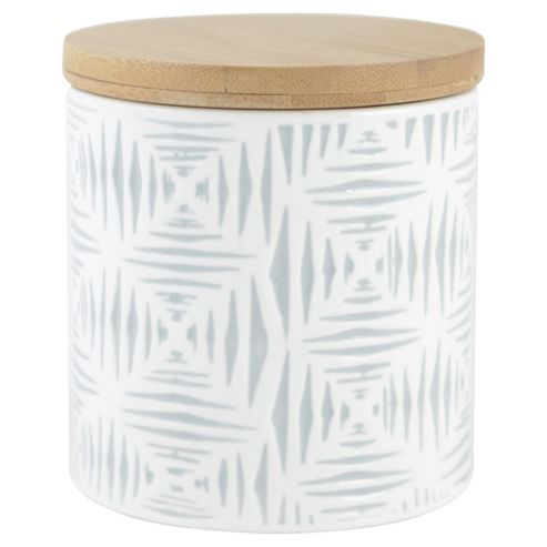 Image of Ikat Storage Canister, Light Grey