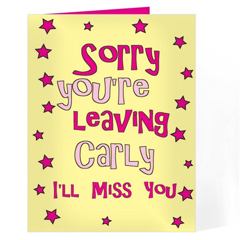 Image of Personalised Sorry You're Leaving Card - Pink Stars