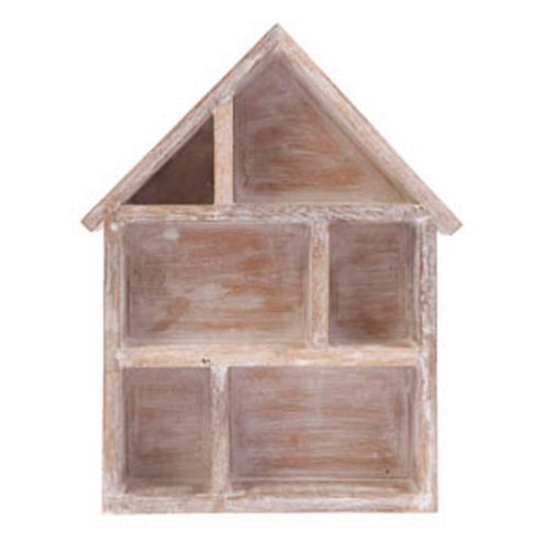 Image of House - Wood Ornament / Display Shelves - Brown