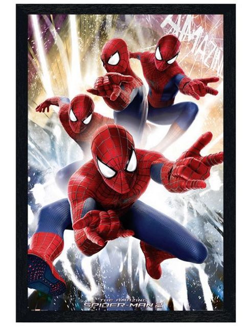 Image of Black Wooden Framed Spider Man Webslinger Collage Poster