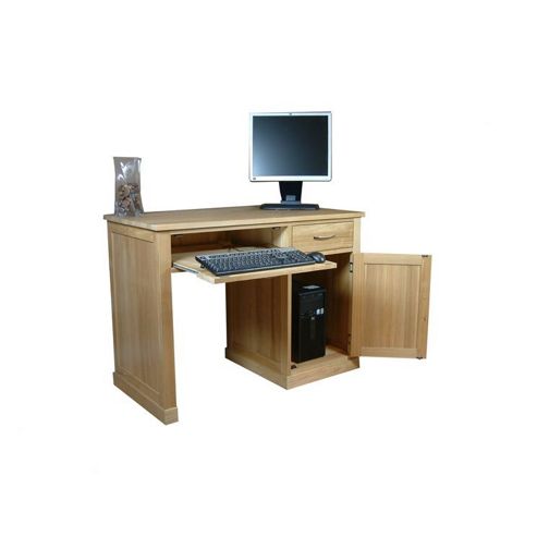 Image of Baumhaus Mobel Oak Single Pedestal Computer Desk
