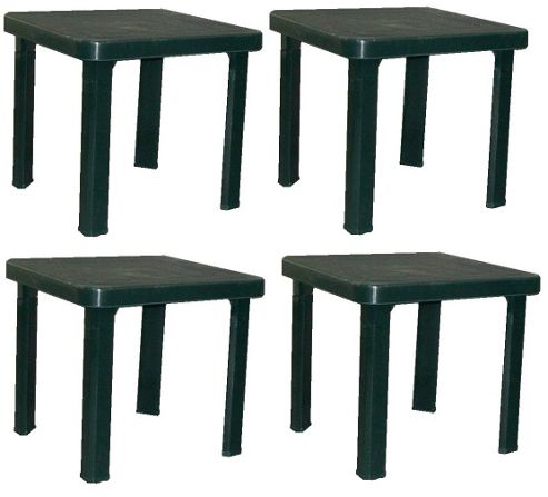 Image of Resol Sun Lounger Side Table In Green / Garden Table Polypropylene Plastic X4