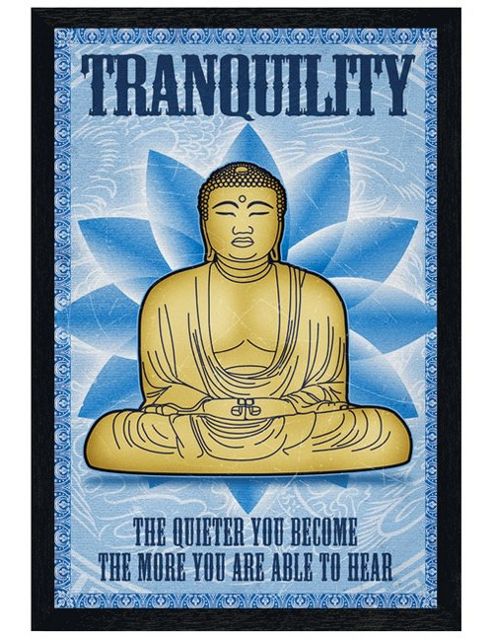 Image of Buddhism Buddha Black Wooden Framed Tranquility Poster