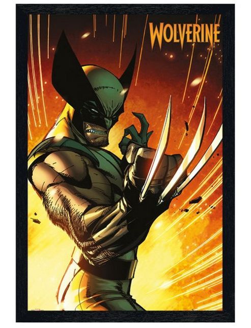 Image of Black Wooden Framed Marvel Comics Wolverine Poster