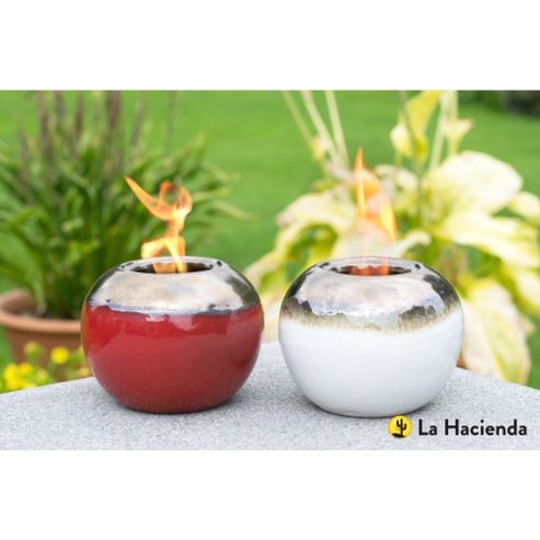Image of Set Of 2 Ceramic Gel Burners (red And Cream)