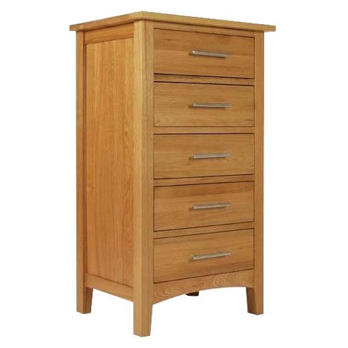 Image of Hereford Oak 5 Drawer Slim Chest