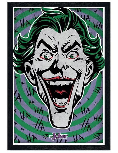 Image of Black Wooden Framed Dc Comics The Joker Laughter Poster