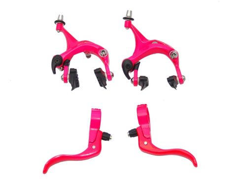 Image of Uh Road Dual Pivot Callipers & Brake Levers Fixie In Pink
