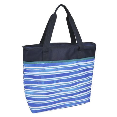 Image of Tesco Picnic Shoulder Tote Cooler - Wave Navy Stripe