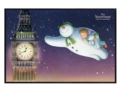 Image of Gloss Black Framed The Snowman & The Snowdog Big Ben Poster
