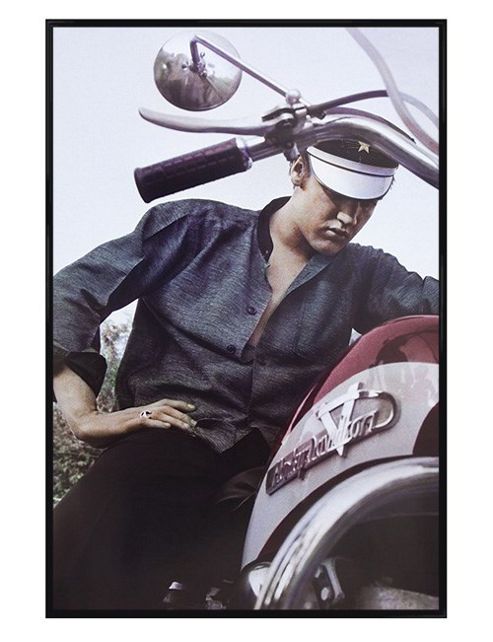 Image of Elvis Presley Gloss Black Framed Motorcycle King Poster