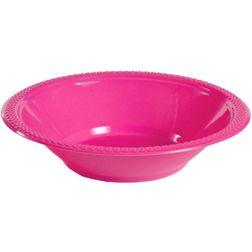 Image of Hot Pink Plastic Bowls - 335ml Plastic, Pack Of 20