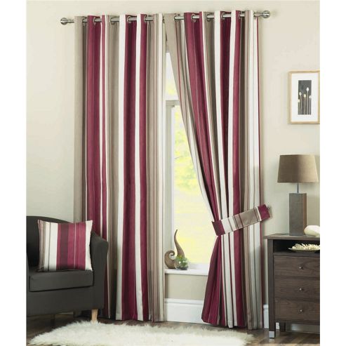 Image of Dreams And Drapes Whitworth Lined Eyelet Curtains 90x72 Inches (228x183cm) - Claret