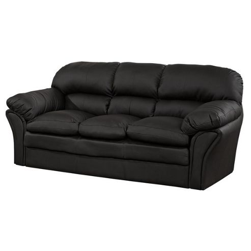 Image of Global Furniture Direct Serpentine Springs Bonded Leather 3 Seater Sofa - Brown