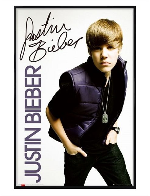 Image of Justin Bieber Gloss Black Framed Gazing At The Camera Poster