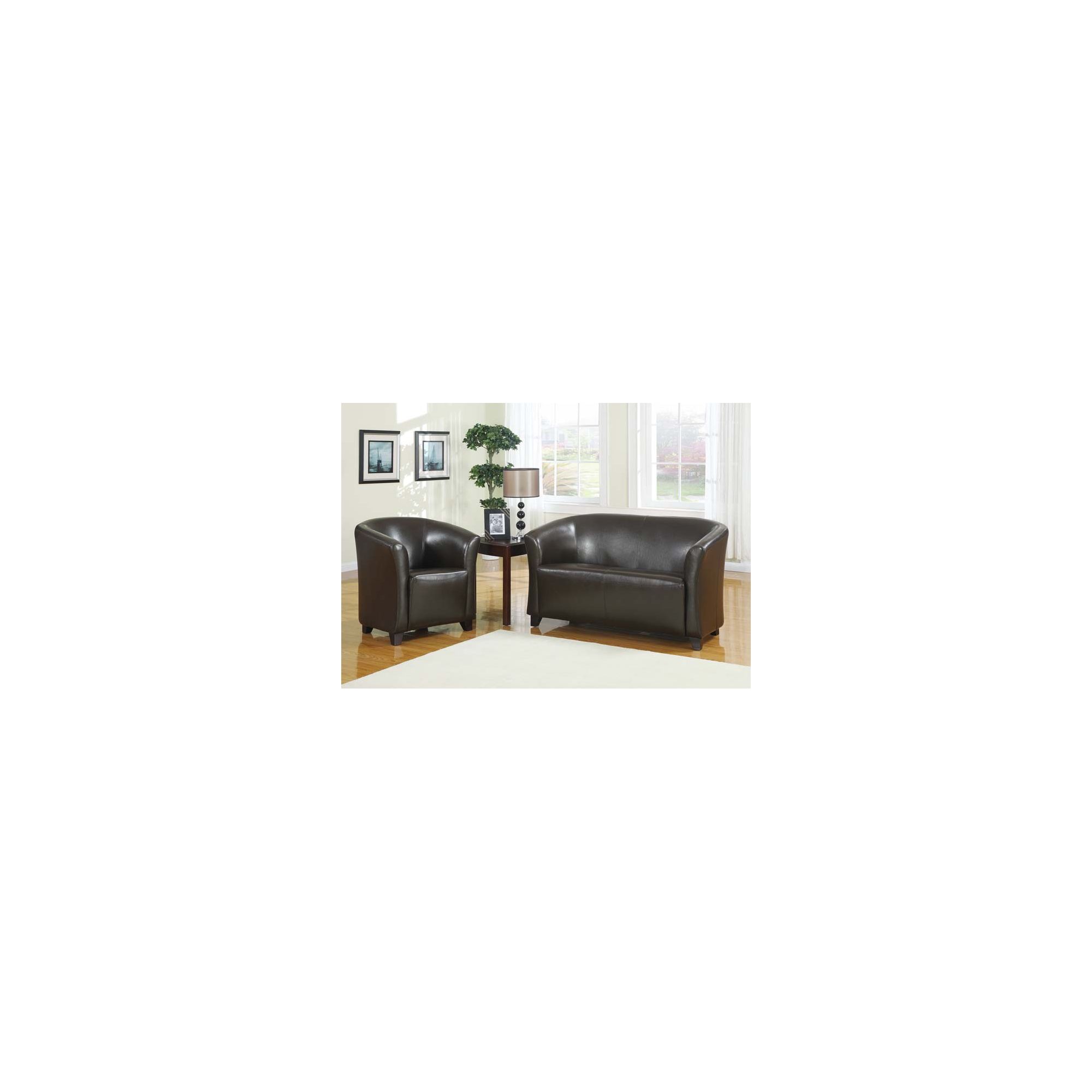 Hawkshead Club Leather Two Seater Sofa in Dark Brown at Tesco Direct