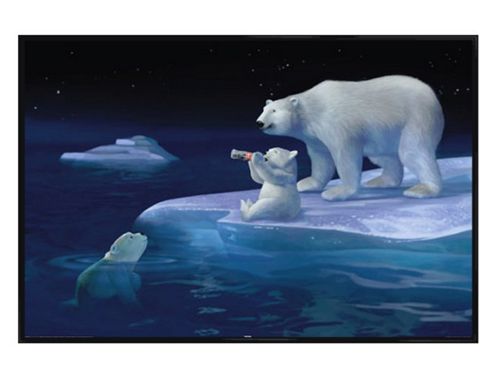 Image of Coca-cola Coca Cola Gloss Black Framed Polar Bear Refreshment Poster
