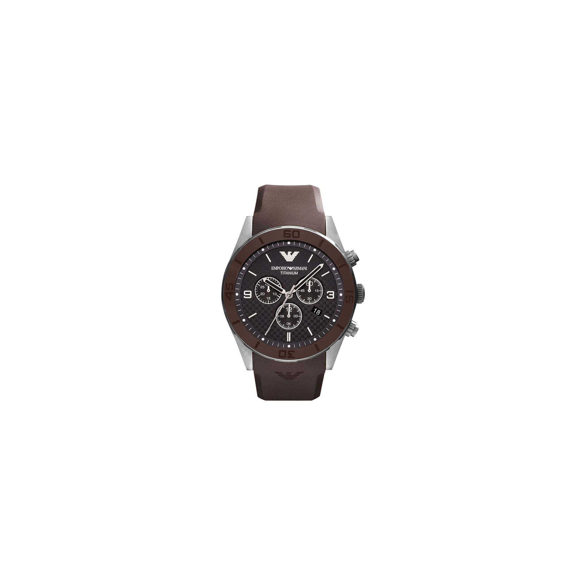 Emporio Armani Gents Brown Rubber Strap Chronograph Watch AR9501 at Tesco Direct