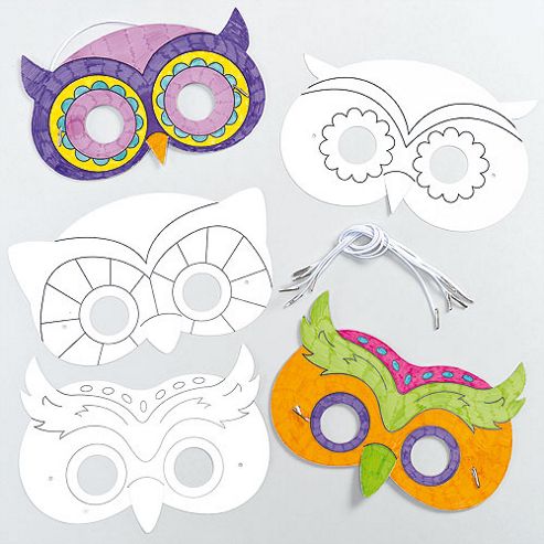 Image of Owl Colour-in Masks (pack Of 8)