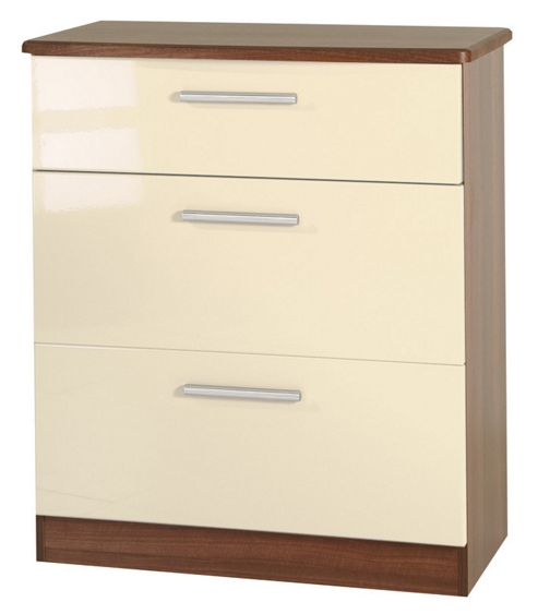 Image of Welcome Furniture Knightsbridge 3 Drawer Deep Chest - Oak - Cream