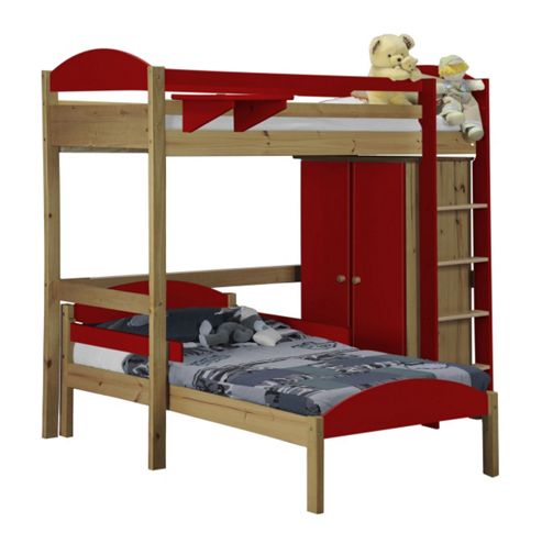 Image of Maximus L Shape High Sleeper Set 1 Antique With Red Details