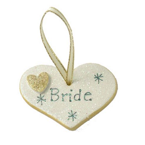 Image of Bride Gold Sparkle Heart Wedding Keepsake