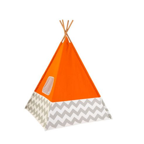 Image of Playkraft Orange/grey Chevron Teepee
