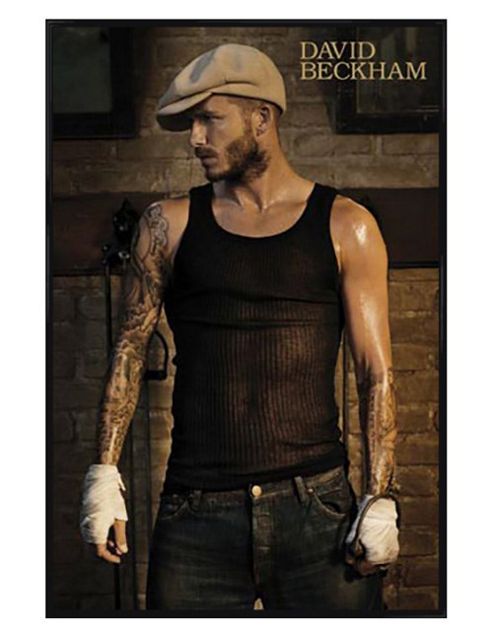 Image of David Beckham Gloss Black Framed Handsome Becks Poster