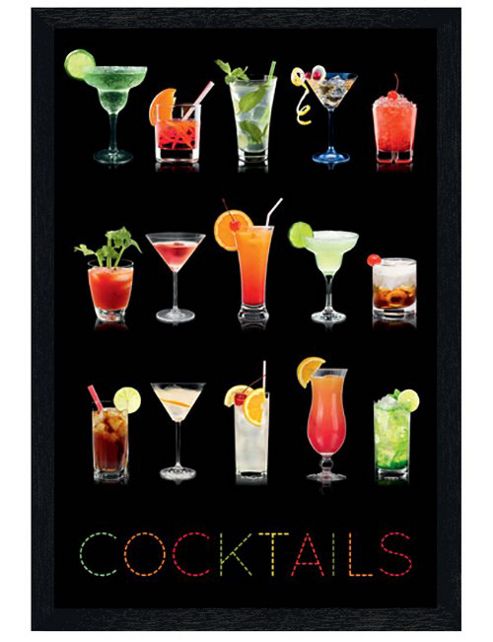Image of Black Wooden Framed Cocktails Poster