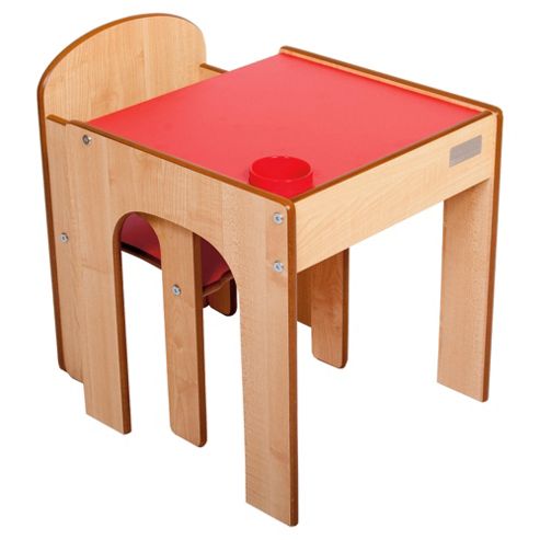 Image of Little Helper Fun Station Toddler Table & Chair Set In Maple/red Combo