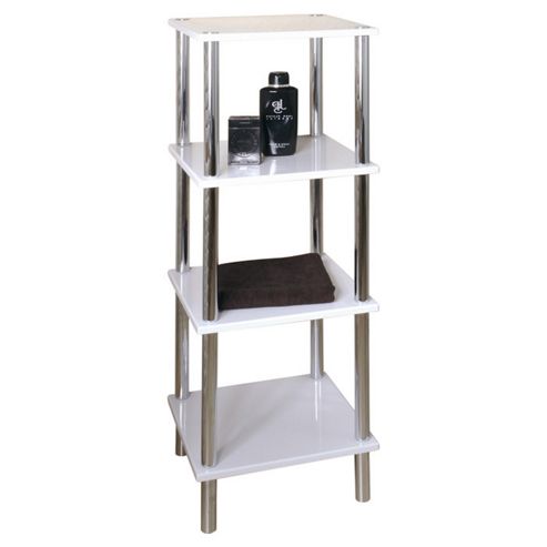 Image of Urbane Designs Bellisima Shelf In High Gloss White / Chrome