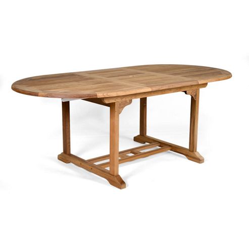 Image of King John Extending D End Teak Table, Single Leaf