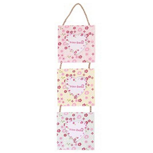 Image of Hanging Heart Triple Photo Frame - Cream / Pink